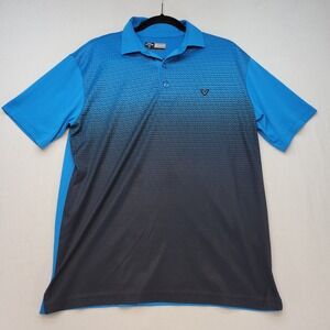Callaway Golf Polo Mens Medium Blue Black Gradient Short Sleeve Opti-Dri Shirt